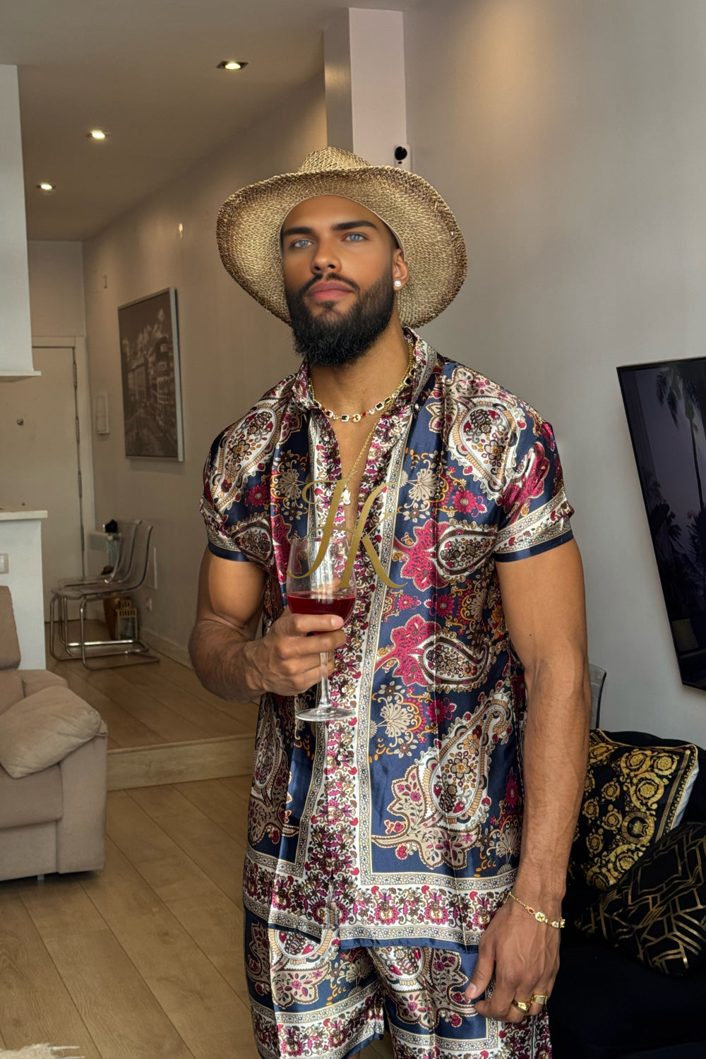 Men’s Luxury Silk Set – 100% Pure Mulberry Silk Shirt & Shorts | Limited Edition Outfit - kayibstrore