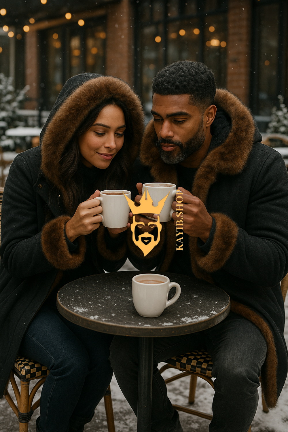 Couple’s Parka with Genuine Fox Fur – Luxury Style for Two