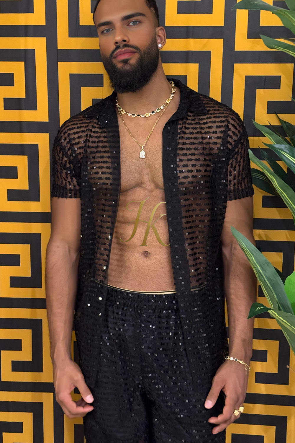 🖤 Royal Mesh Embroidered Shirt – Luxury Handcrafted Elegance - kayibstrore