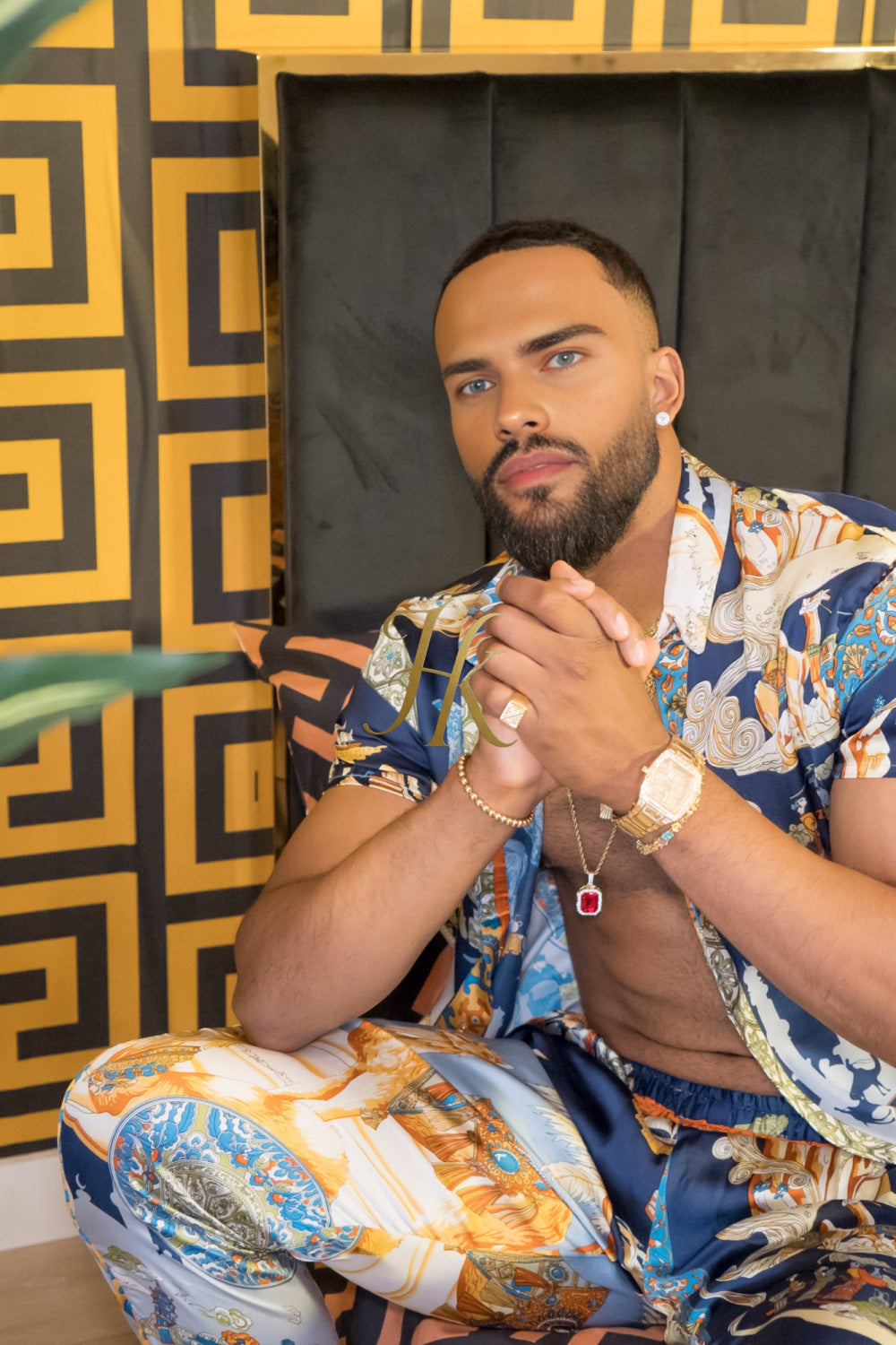 Men's luxury Silk Shirt and Pant Set - kayibstrore