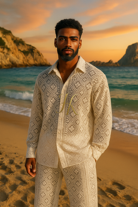 Conjunto de vestido de seda de lujo para hombre rojo