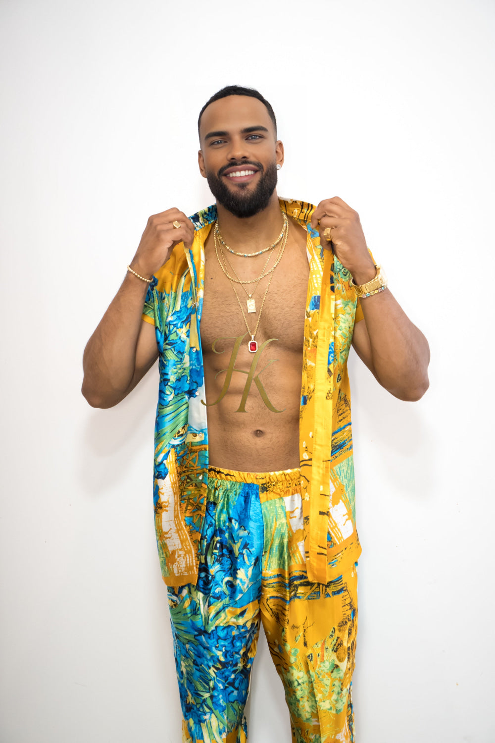 Luxurious Handmade Men's Silk Set Pants - kayibstrore
