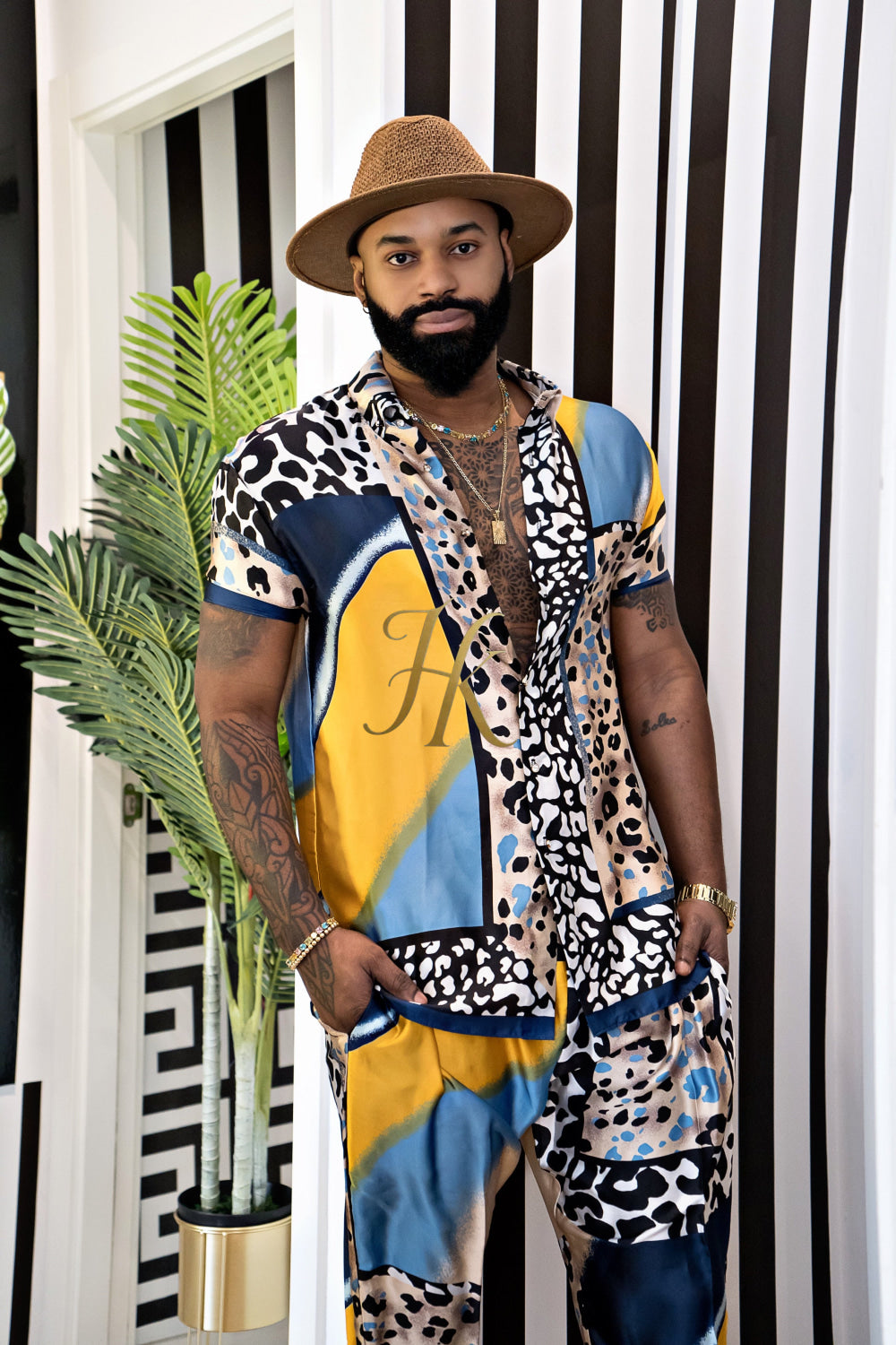 Stand Out with Men's Luxury Silk Rave Wear Set - kayibstrore