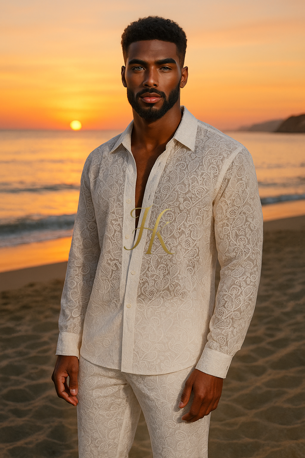 Men’s 2-Piece Outfit Set – Long Sleeve Shirt & Pants in 100% Pure Cotton