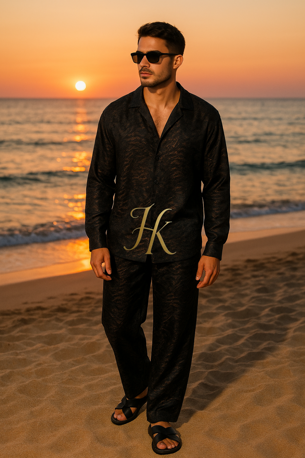 Conjunto de vestido de seda de lujo para hombre rojo
