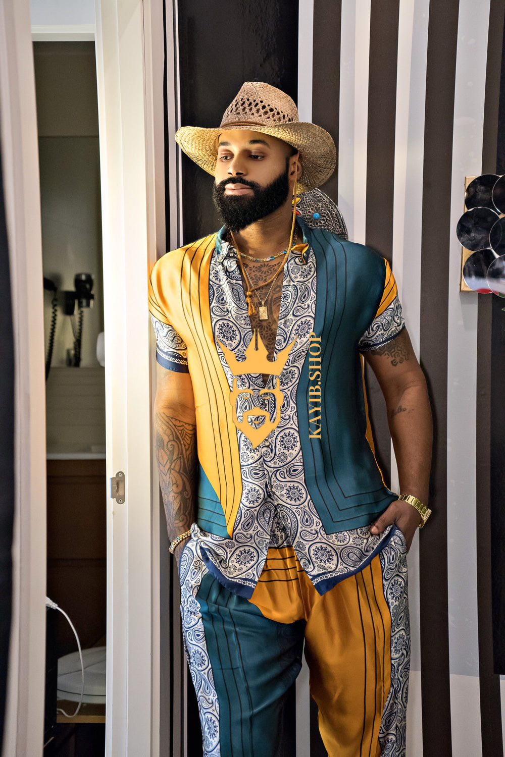 Summer Ready: Men's Silk Shirt and Pant Set - kayibstrore