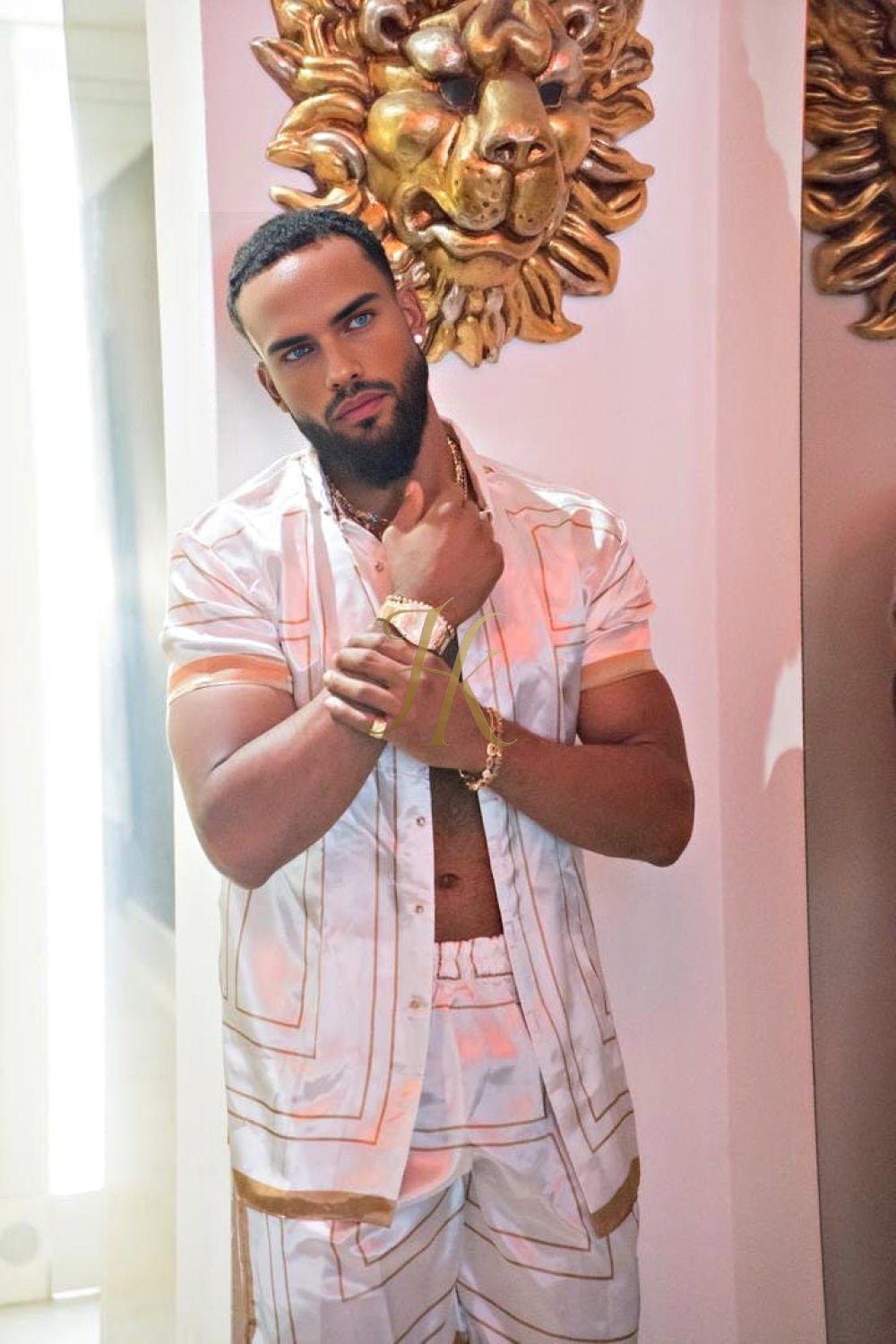 Luxury Boho Silk Shirt Set for Men - Festival Outfit, Handmade Men's Fashion Luxury Boho Silk Shirt Set for Men - Festival Outfit, Handmade Men's Fashion