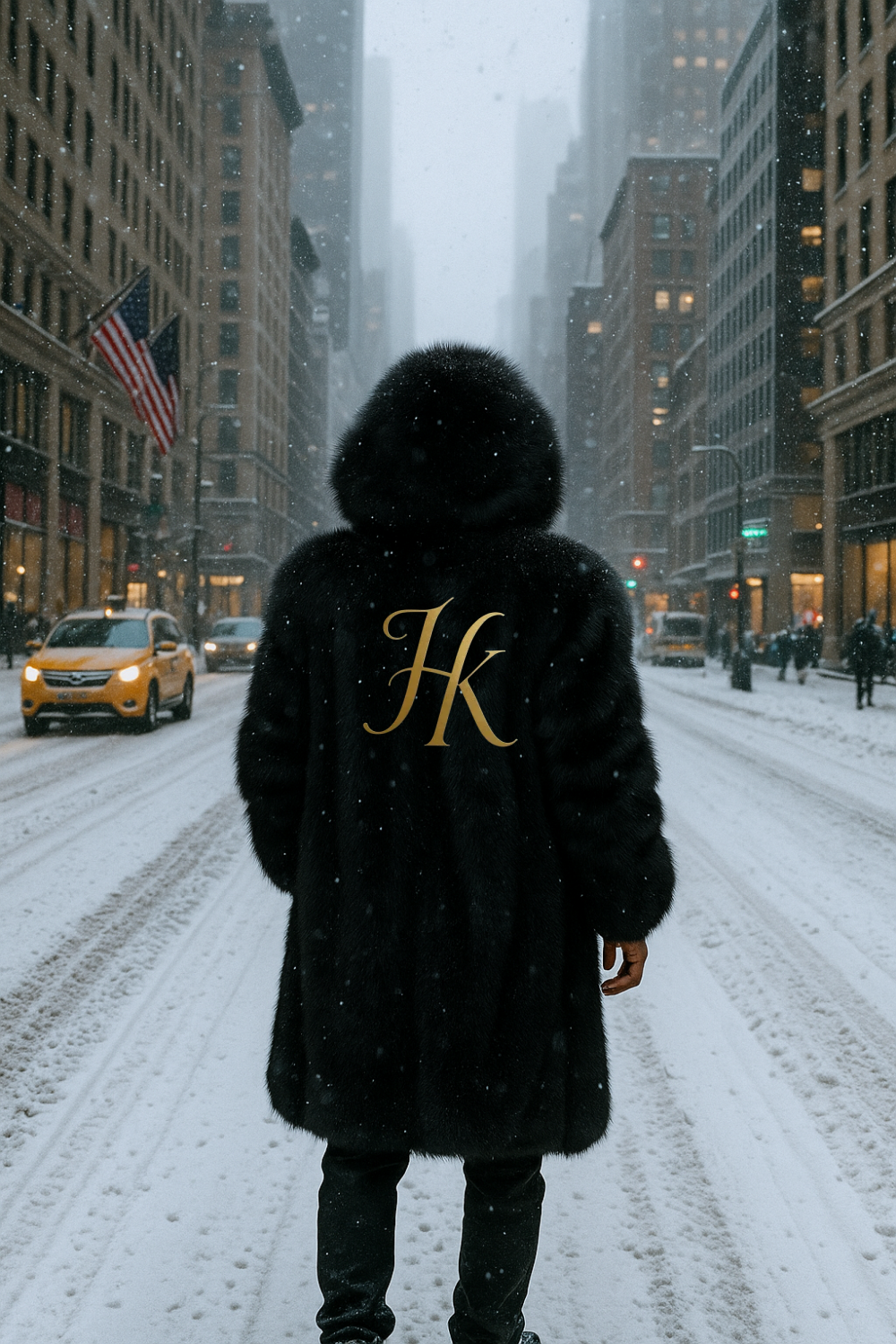 Luxury Men’s Black Fox Fur Hooded Coat – Winter Warm Jacket Outerwear