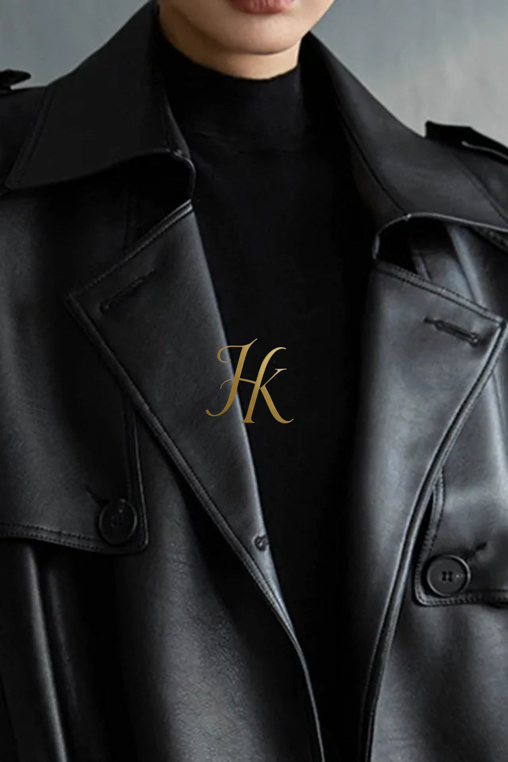 Autumn Elegance: Extra Long Oversized Black Faux Leather Trench Coat for Women - Trendsetting Fashion with Double-Breasted Style, Long Sleeves, and Cinch Belt - kayibstrore