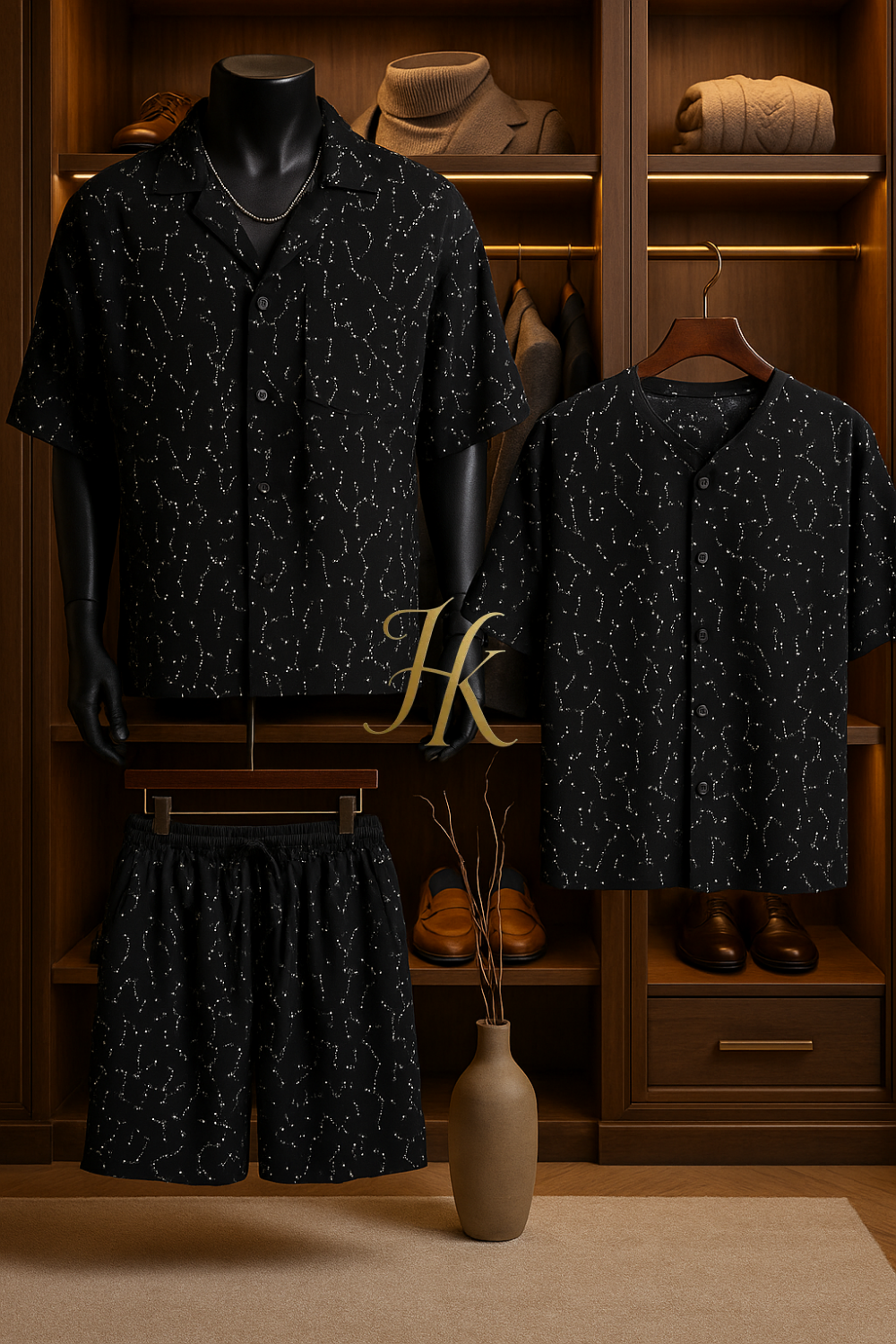 Men’s Ice Silk Shirt & Shorts Set – Trendy Loose Two-Piece Summer Outfit