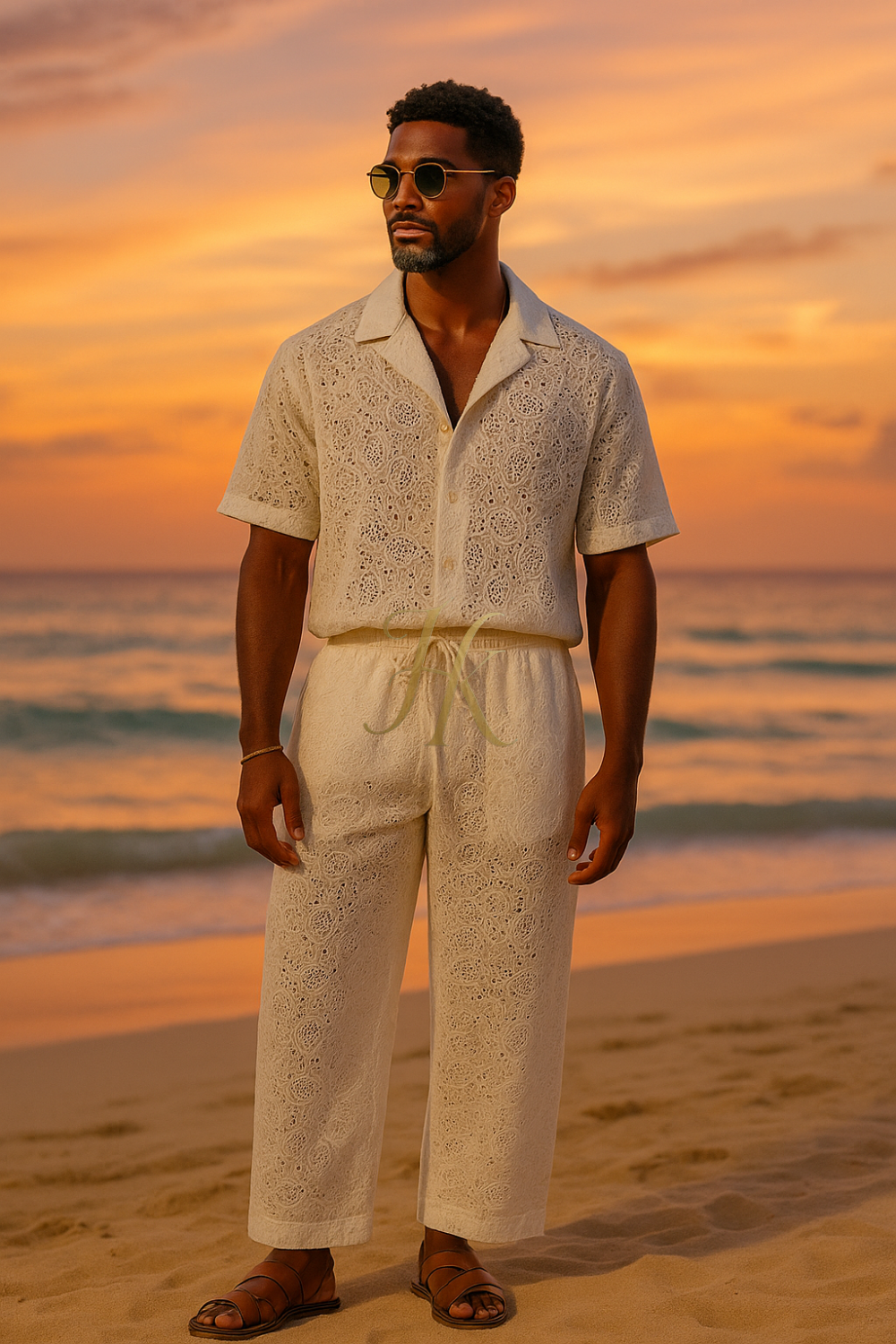 Men’s Cotton Outfit Set – Short Sleeve Shirt & Pants Two-Piece