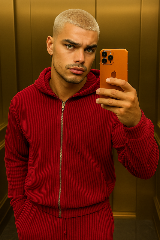 Conjunto de vestido de seda de lujo para hombre rojo