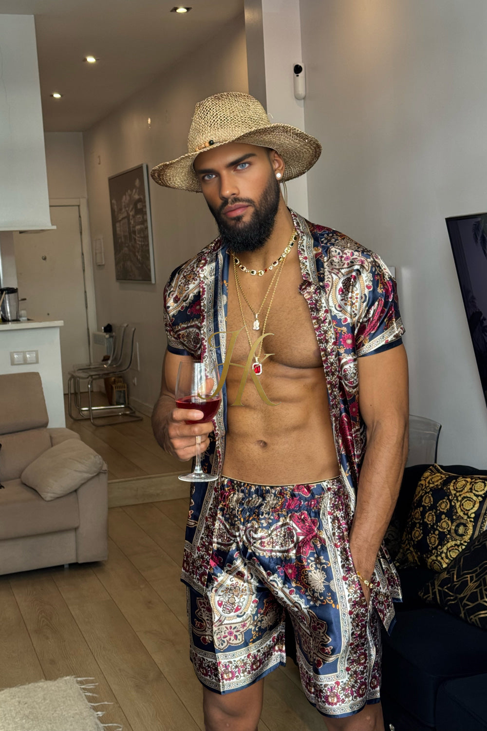 Men’s Luxury Silk Set – 100% Pure Mulberry Silk Shirt & Shorts | Limited Edition Outfit - kayibstrore