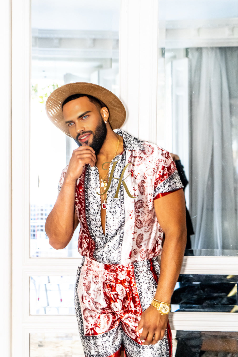 Luxury Boho Silk Shirt Set - Festival Outfit, Handmade Men's Fashion - kayibstrore