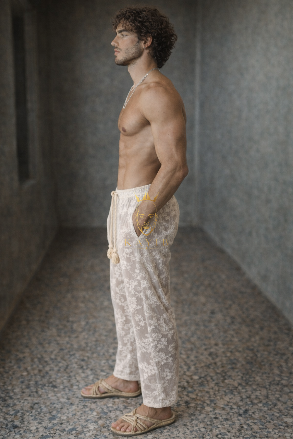 Ivory Lace Summer Set – Men’s Shirt & Pants Ensemble - kayibstrore