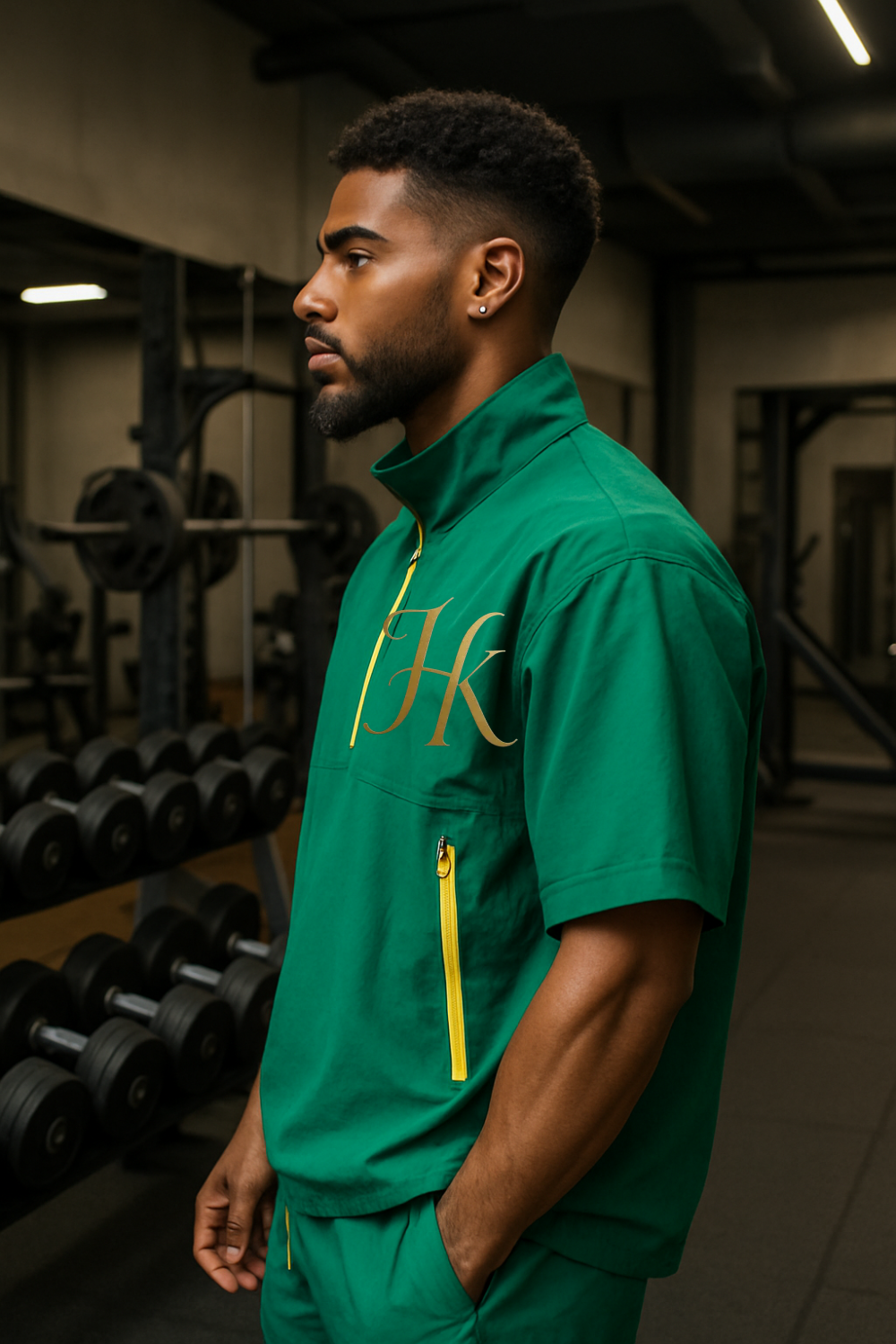 Men’s Casual Summer Tracksuit – 2PCS Short Sleeve Top & Shorts Set Green