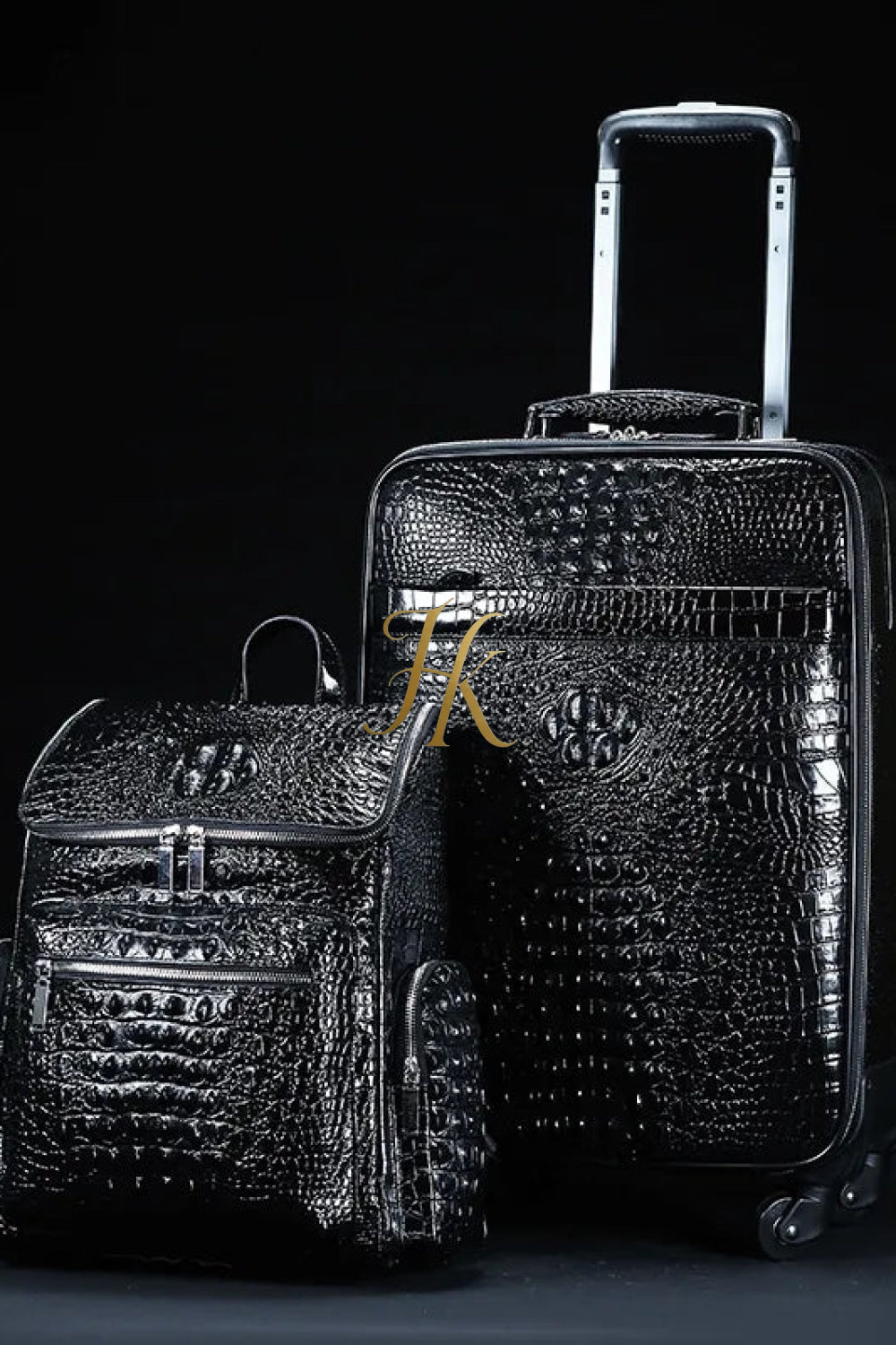 Premium Genuine Leather Crocodile Pattern Travel Luggage Set | Durable Trolley Suitcase & Handbag Backpack | Luxury First-Layer Cowhide | Spacious & Stylish - kayibstrore