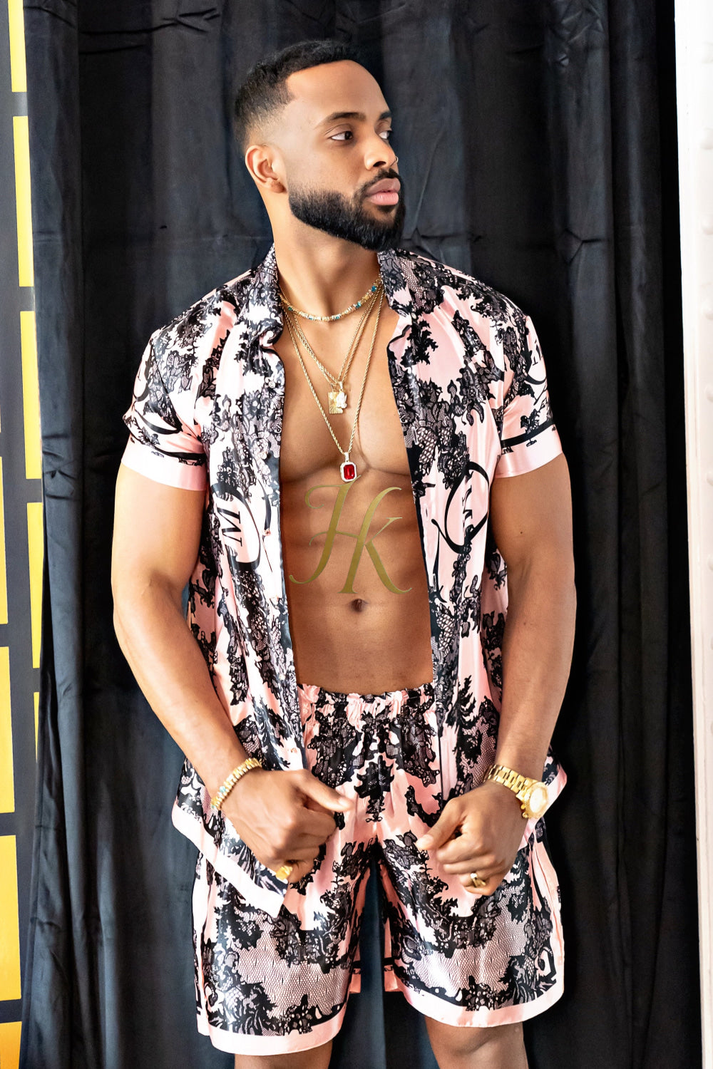Luxury Boho Silk Shirt Set - Festival Outfit, Handmade Men's style fashion - kayibstrore