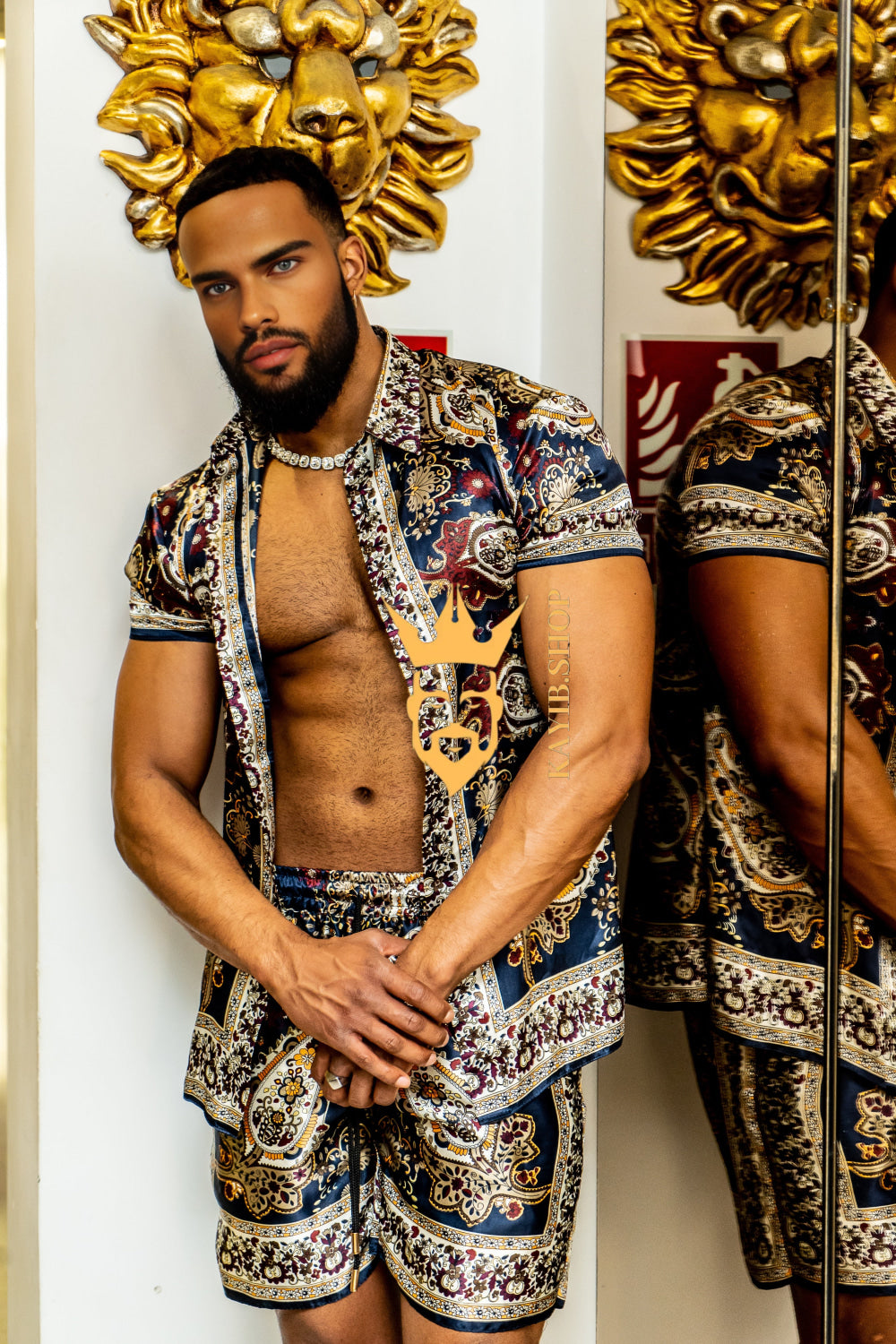 Men’s Luxury Silk Set – 100% Pure Mulberry Silk Shirt & Shorts | Limited Edition Outfit - kayibstrore