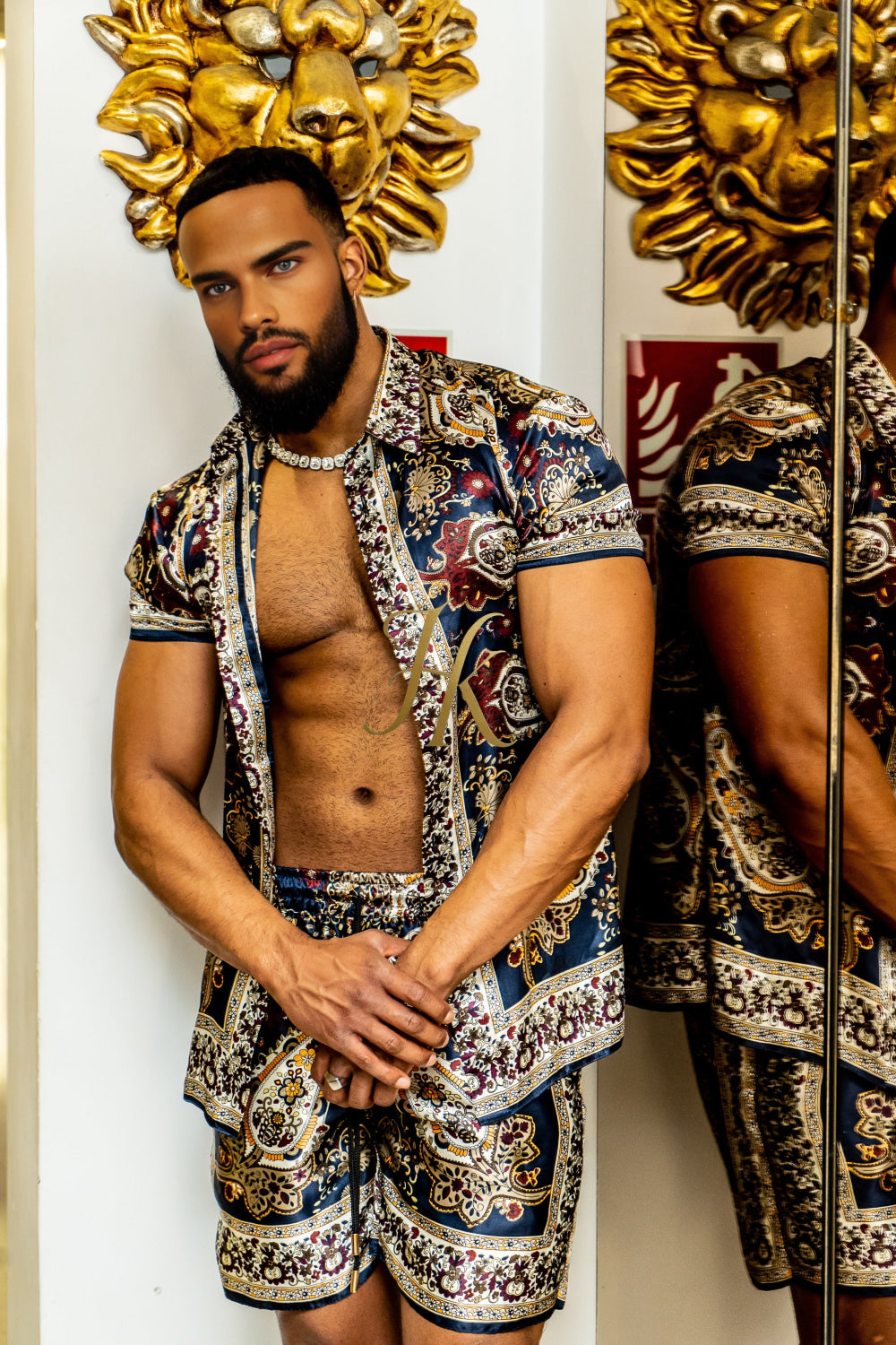 Men’s Luxury Silk Set – 100% Pure Mulberry Silk Shirt & Shorts | Limited Edition Outfit - kayibstrore