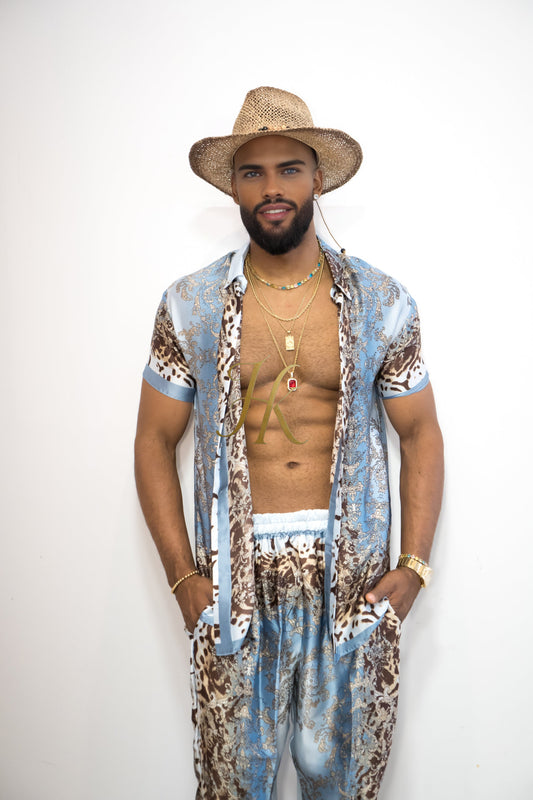 Luxury Handmade Outfits: Men's Luxury Silk Set shirt - kayibstrore