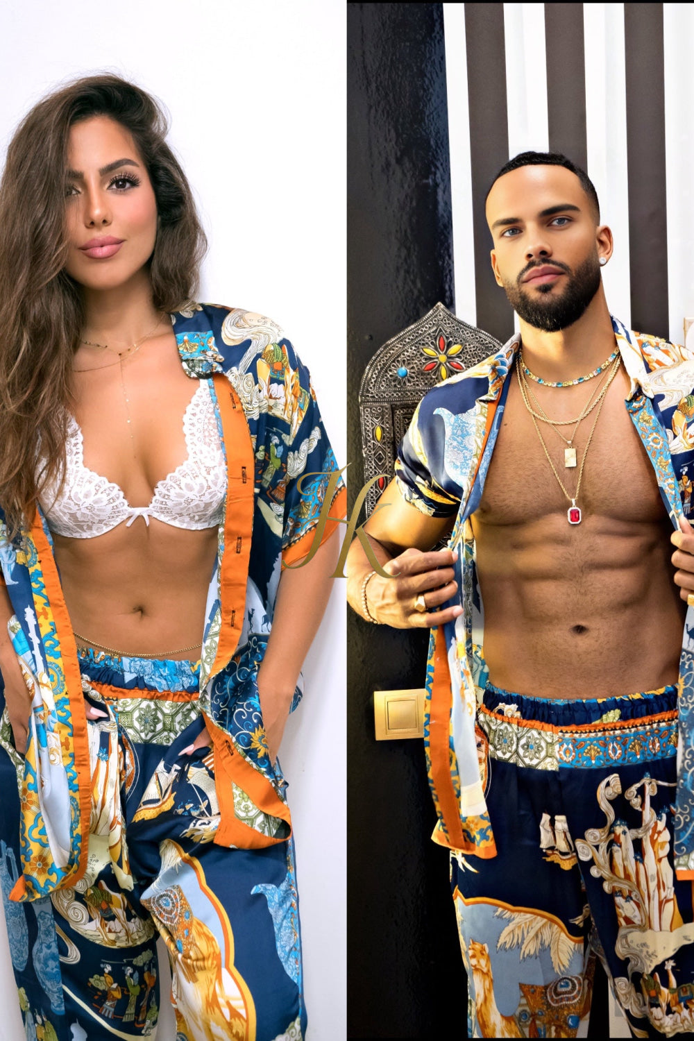 Luxury Couple Fashion – Pure Silk Coordinated Outfits for Lovers - kayibstrore