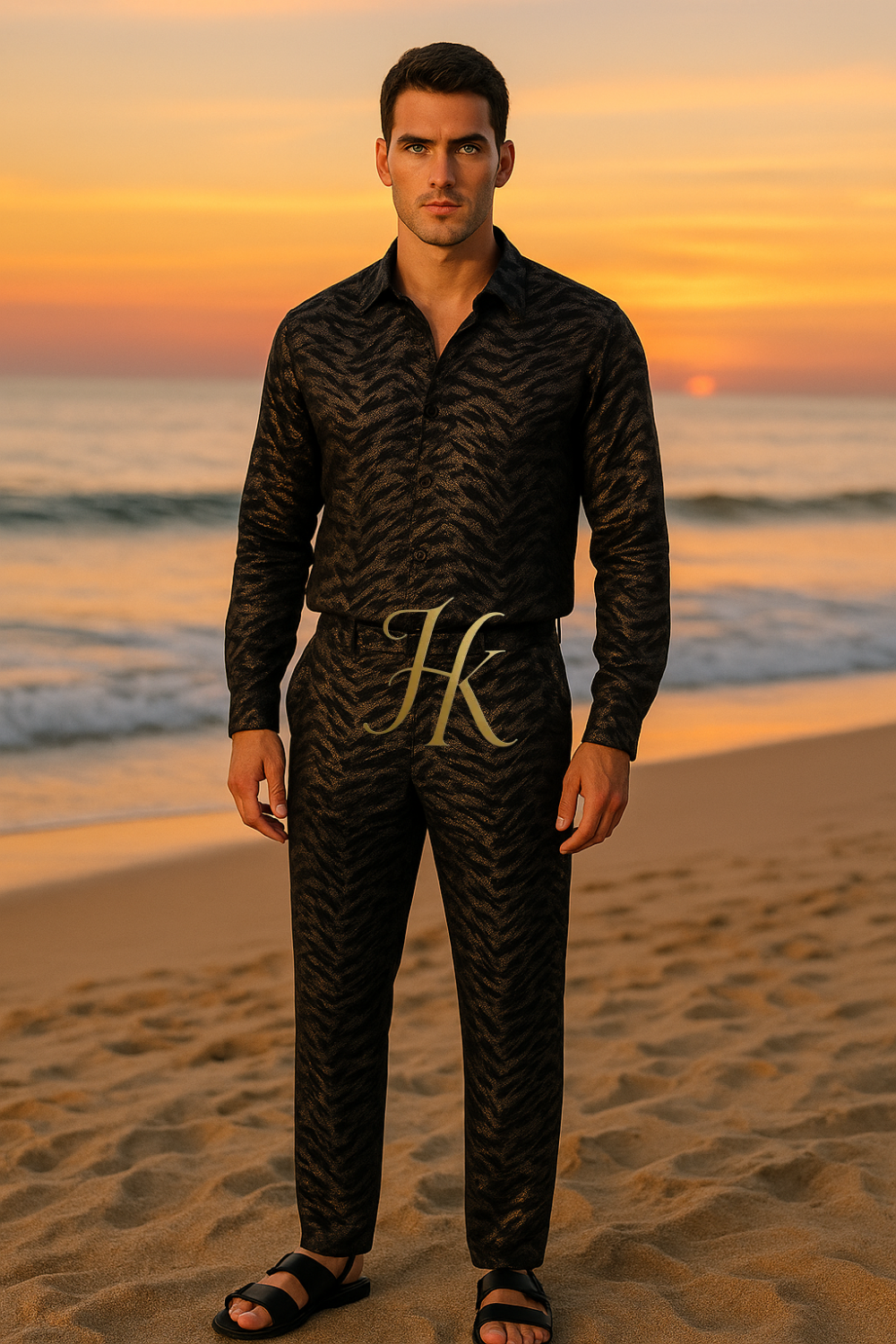 Conjunto de vestido de seda de lujo para hombre rojo