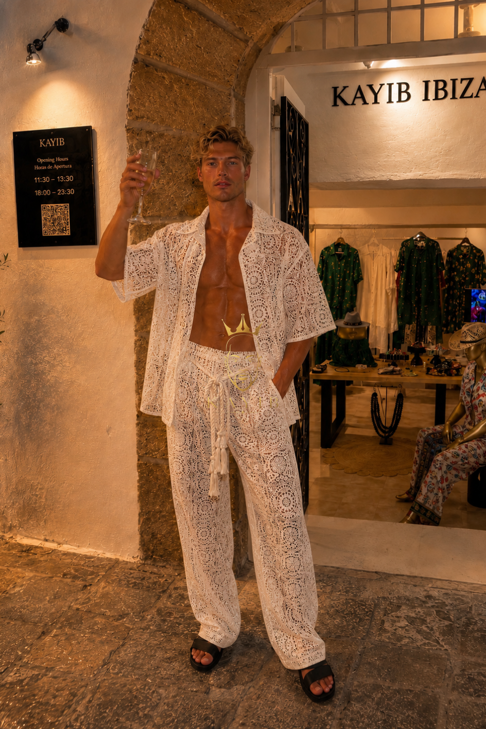 Ivory Royale Lace Set – Luxury Men’s Embroidered Shirt & Pants