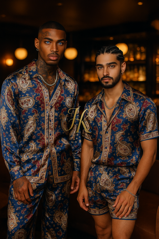 Conjunto de vestido de seda de lujo para hombre rojo