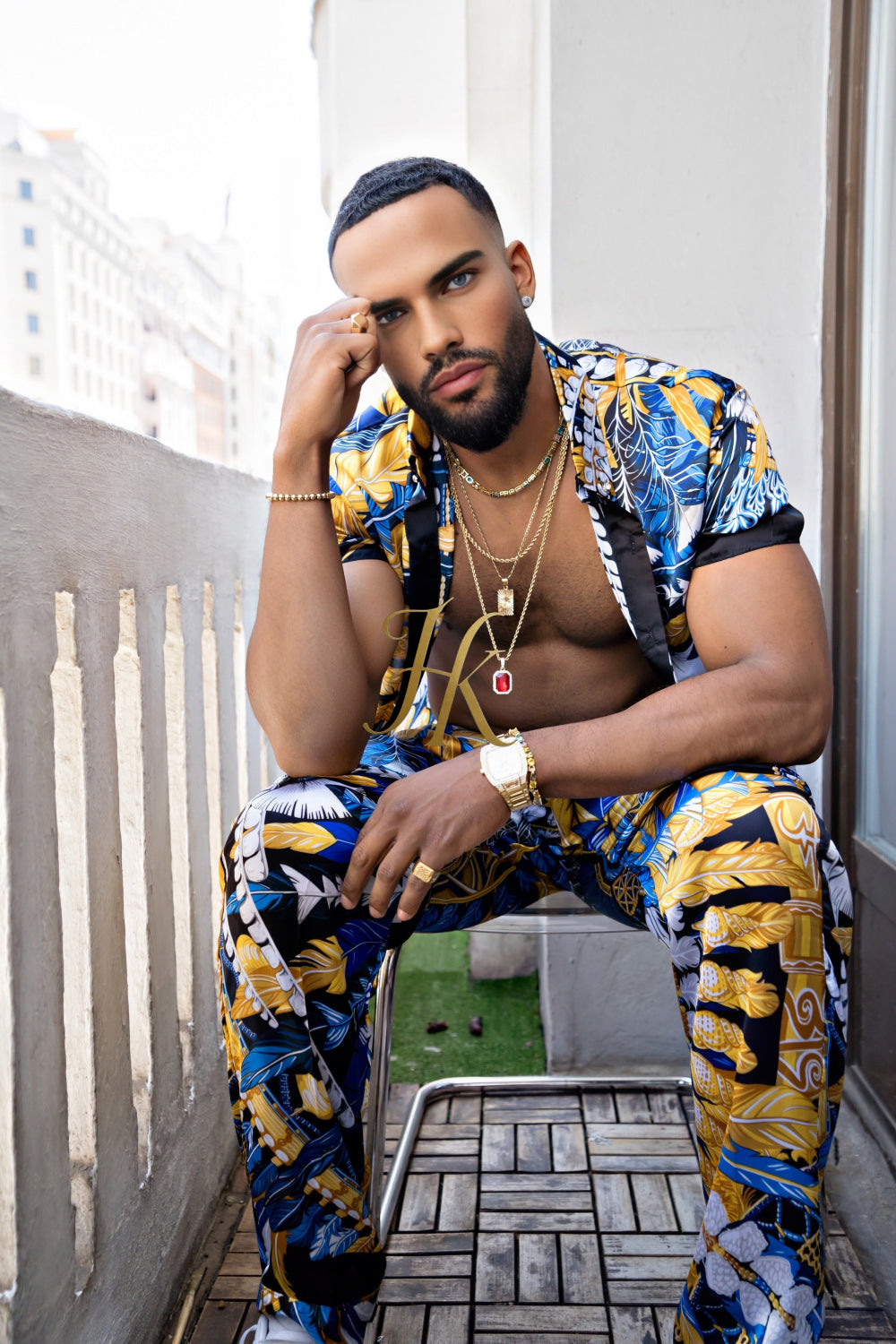 Men's luxury Silk Beach summer Outfit - kayibstrore