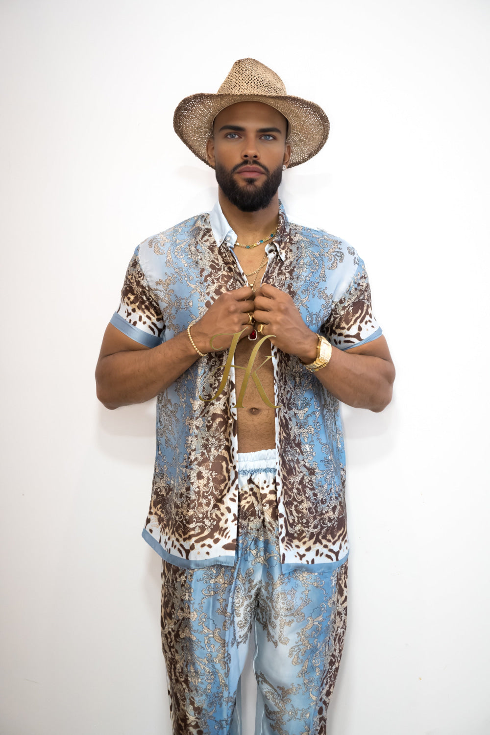 Luxury Handmade Outfits: Men's Luxury Silk Set shirt - kayibstrore