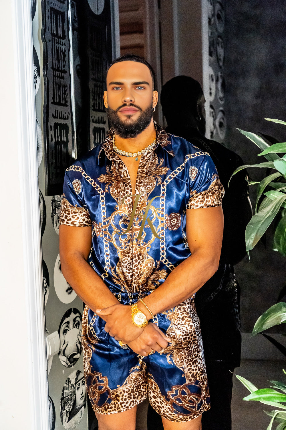 Luxury Boho Silk Shirt Set - Festival Outfit, Boho Handmade Men's Fashion - kayibstrore