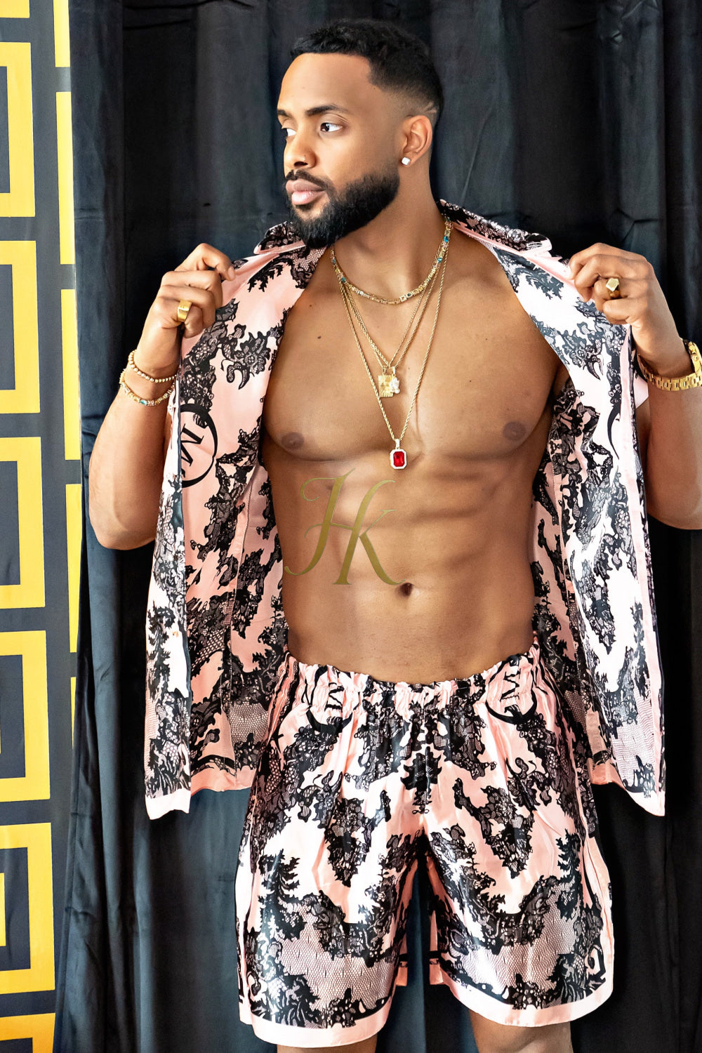 Luxury Boho Silk Shirt Set - Festival Outfit, Handmade Men's style fashion - kayibstrore