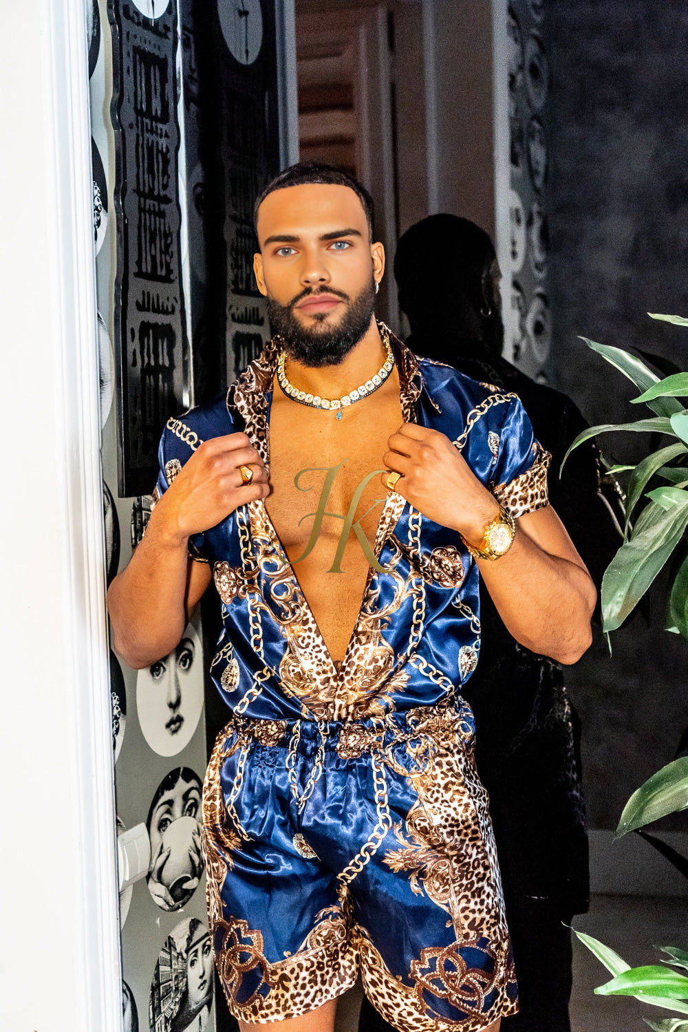 Luxury Boho Silk Shirt Set - Festival Outfit, Boho Handmade Men's Fashion - kayibstrore