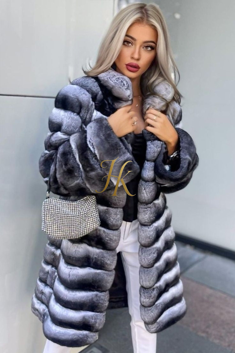 Multicolor women's Genuine Chinchilla Outwear with Real Rex Rabbit Fur | Stylish Shawl Collar Coat - kayibstrore