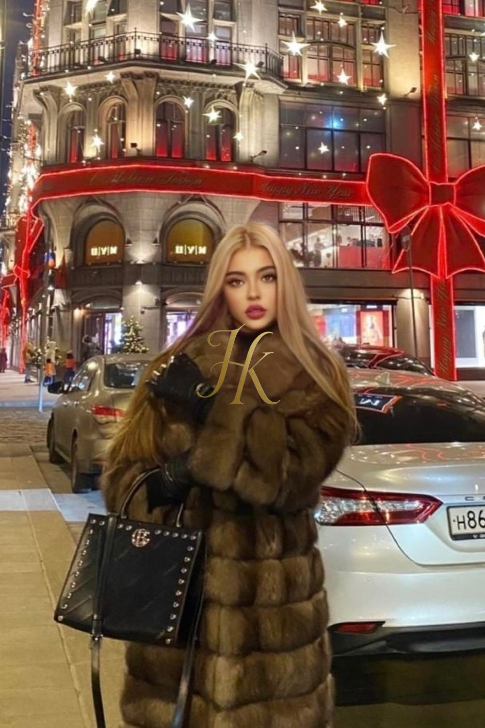 Luxury Tiger-Striped Raccoon Fur Short Coat - Stay Stylish and Warm with Oversized Sleeves - kayibstrore