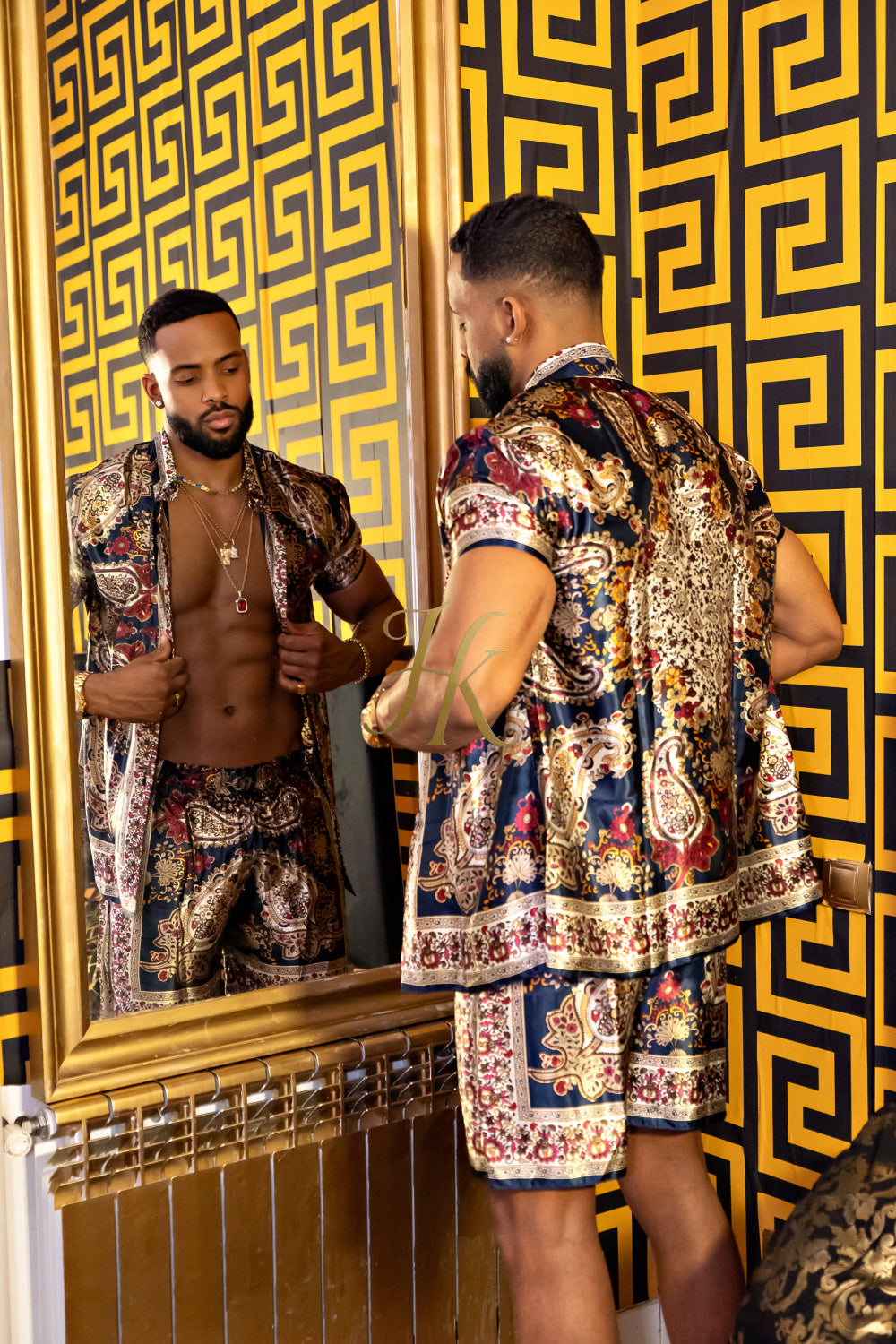 Luxurious Barocco Print Set - The Ultimate Summer Silk Outfit for Mens - kayibstrore