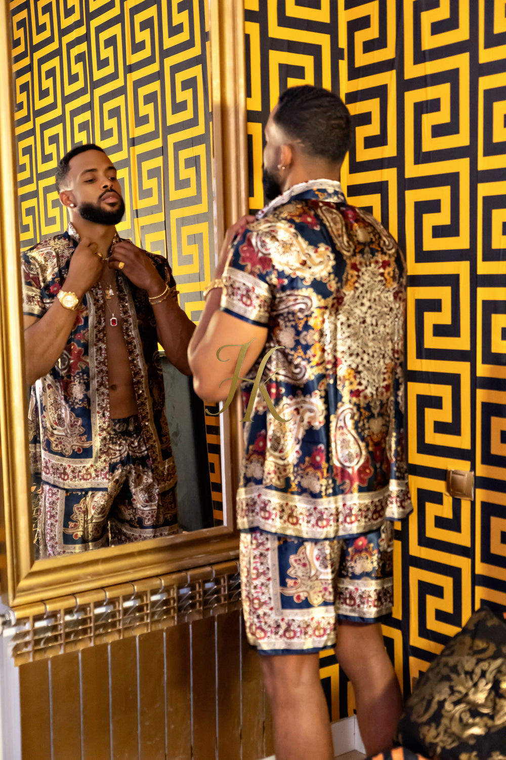 Luxurious Barocco Print Set - The Ultimate Summer Silk Outfit for Mens - kayibstrore