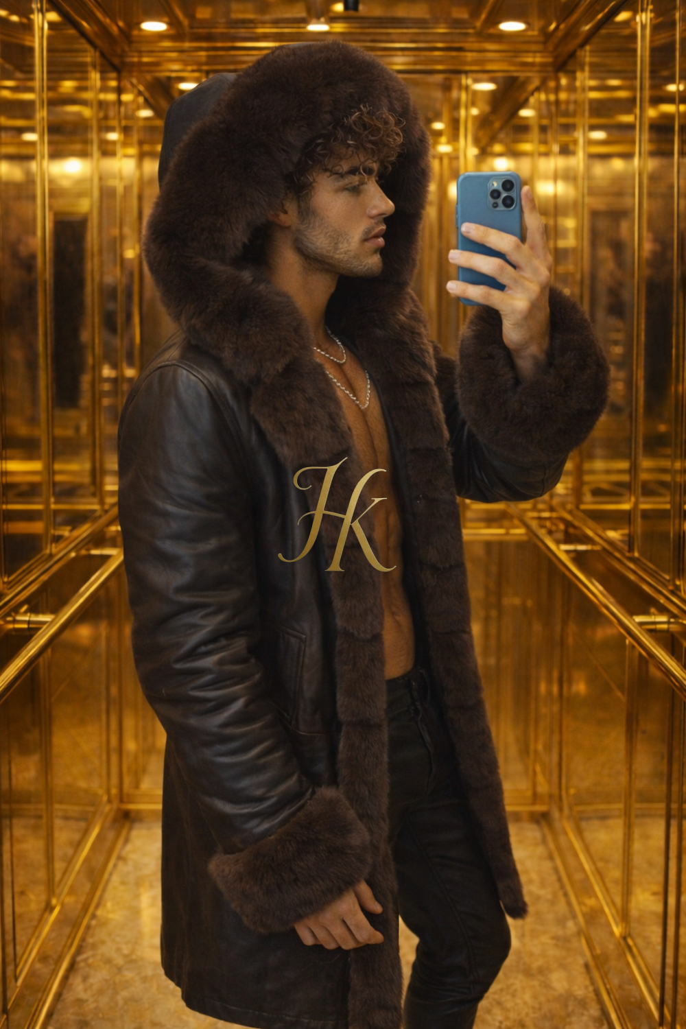 MEN’S LUXURY FOX FUR HOODED PARKA – WATERPROOF LONG COAT