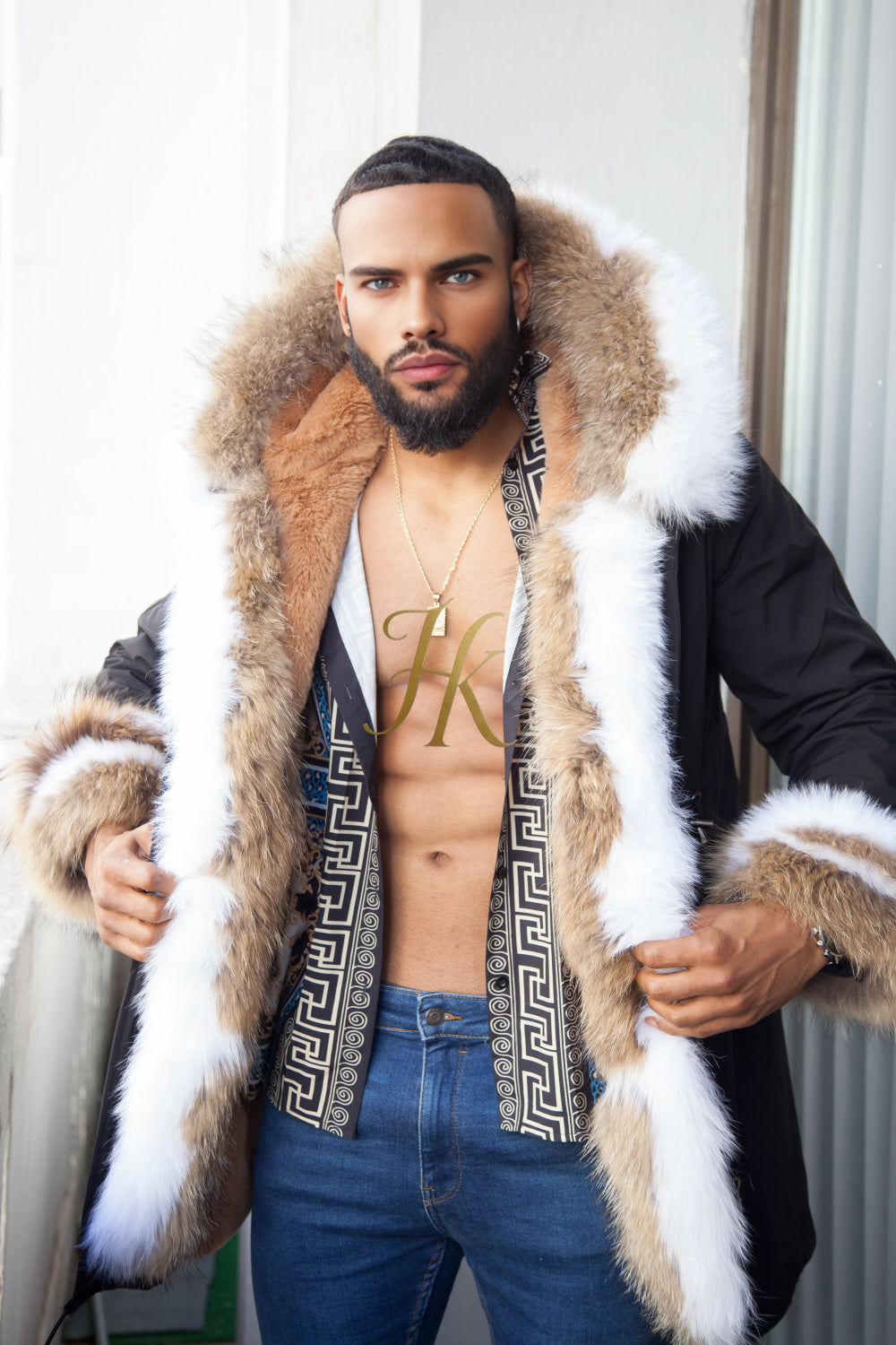 Men's Luxury handmade fox fur Coats Parka - Versatile Winter Protection for the Modern Man - kayibstrore