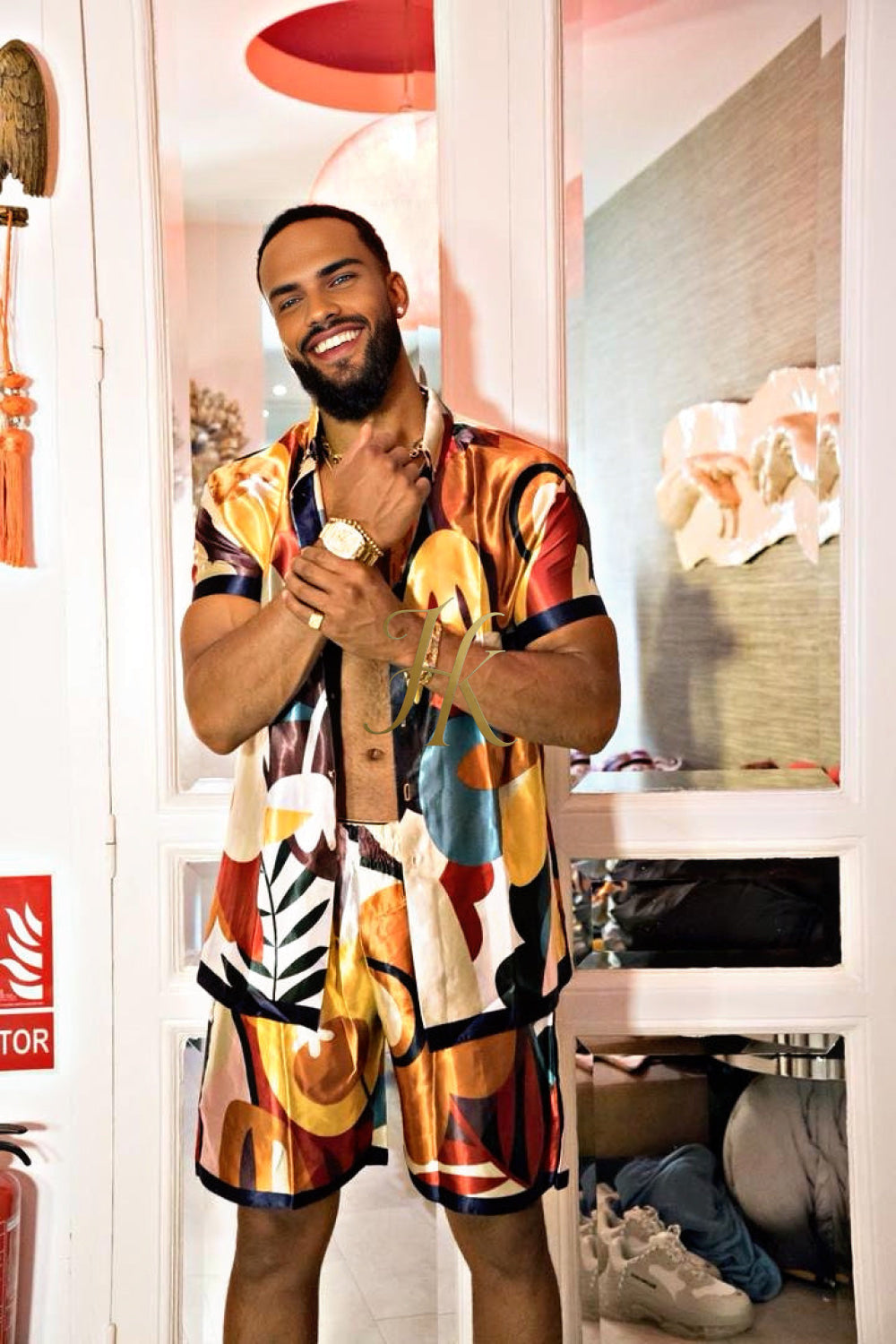 Men's Silk Set - Elevate Your Style with Le Barroco Print - Perfect for Couples and Special Occasions - kayibstrore