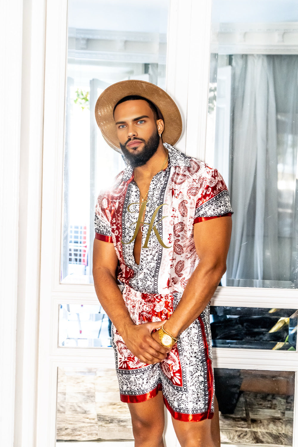 Luxury Boho Silk Shirt Set - Festival Outfit, Handmade Men's Fashion - kayibstrore