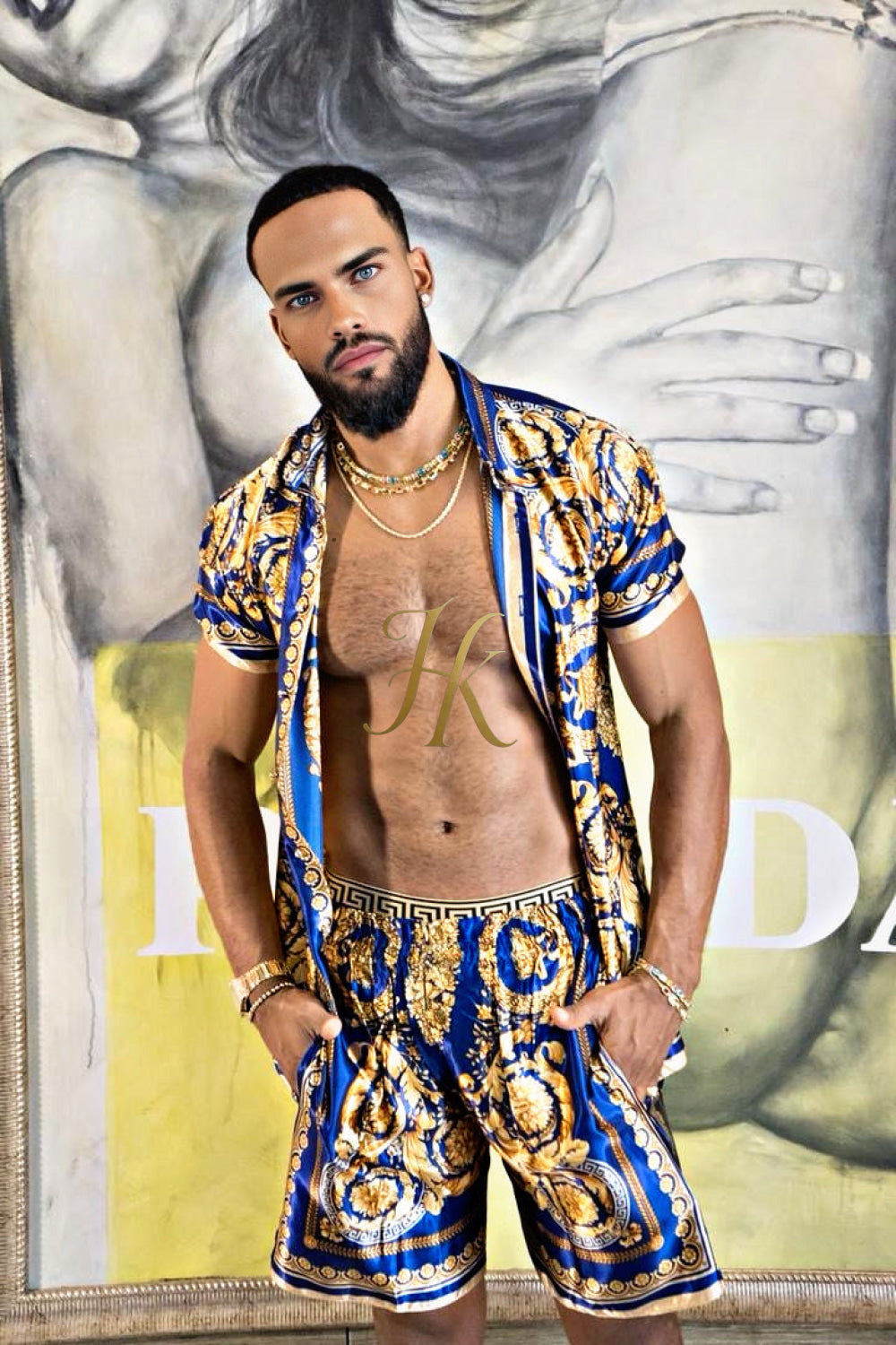 Luxury Silk Shirt Set - Festival Outfit, Boho Handmade Men's Fashion - kayibstrore