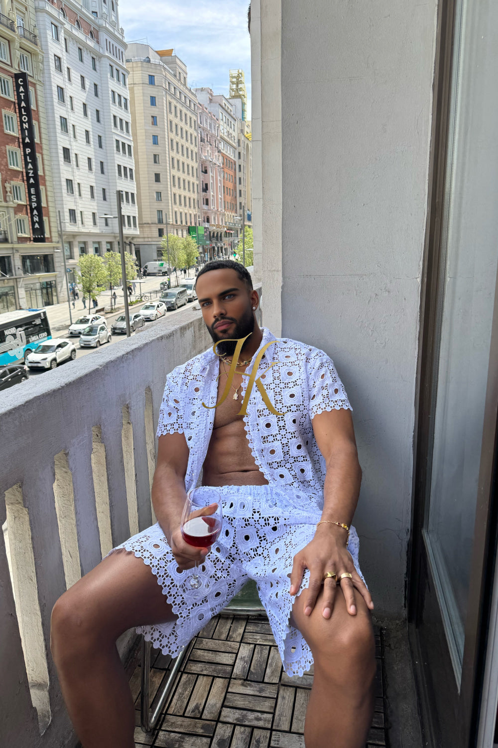Premium Men’s Lace Set – Mesh Embroidered Shirt & Pant Ensemble - kayibstrore