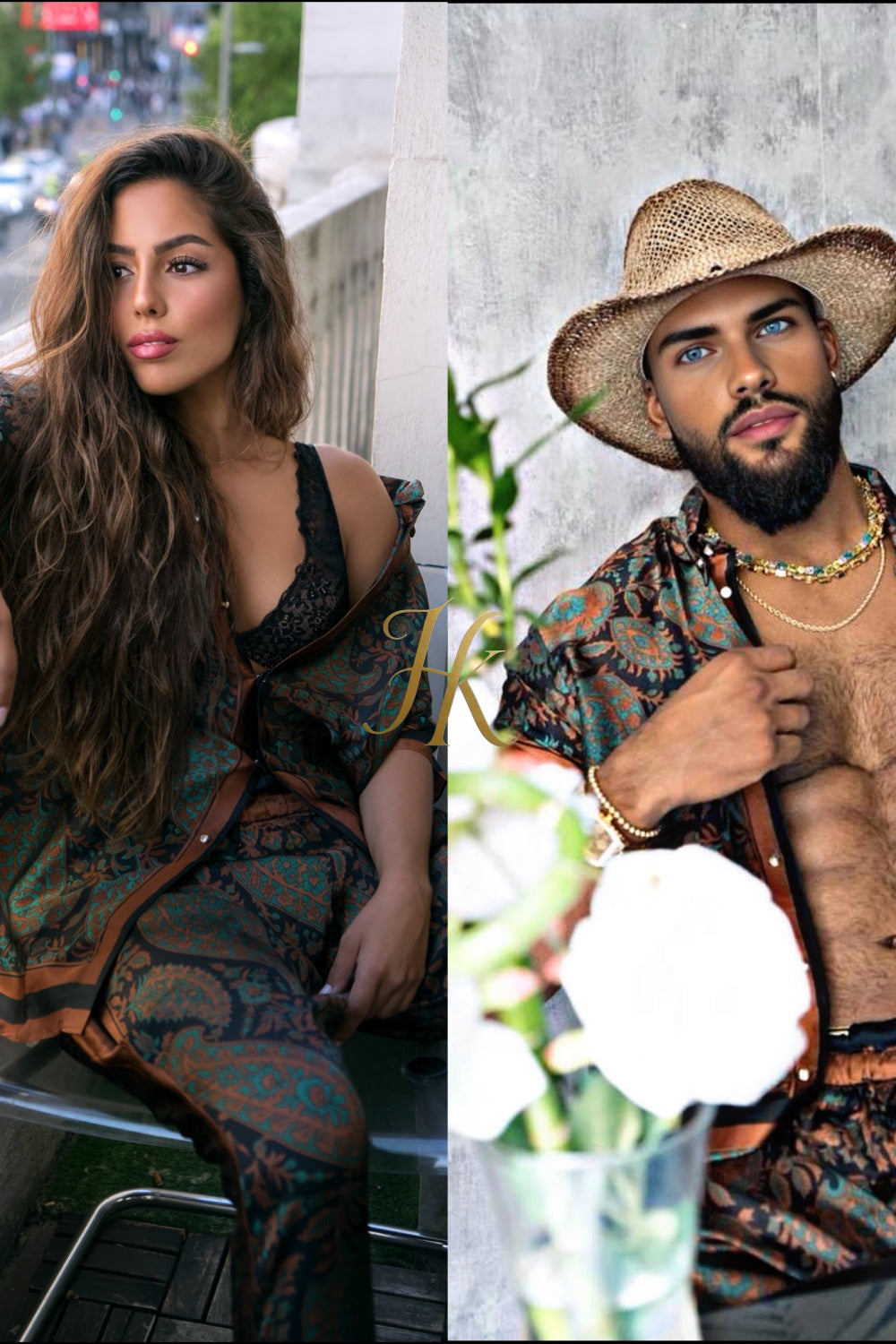 Couple Outfit Inspo – Coordinated Silk Fashion Statement - kayibstrore