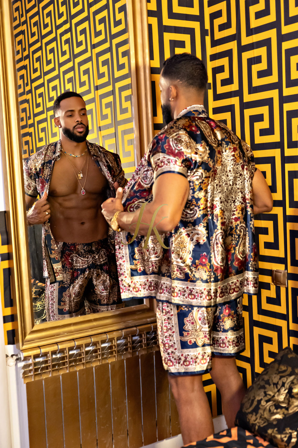 Luxurious Barocco Print Set - The Ultimate Summer Silk Outfit for Mens - kayibstrore