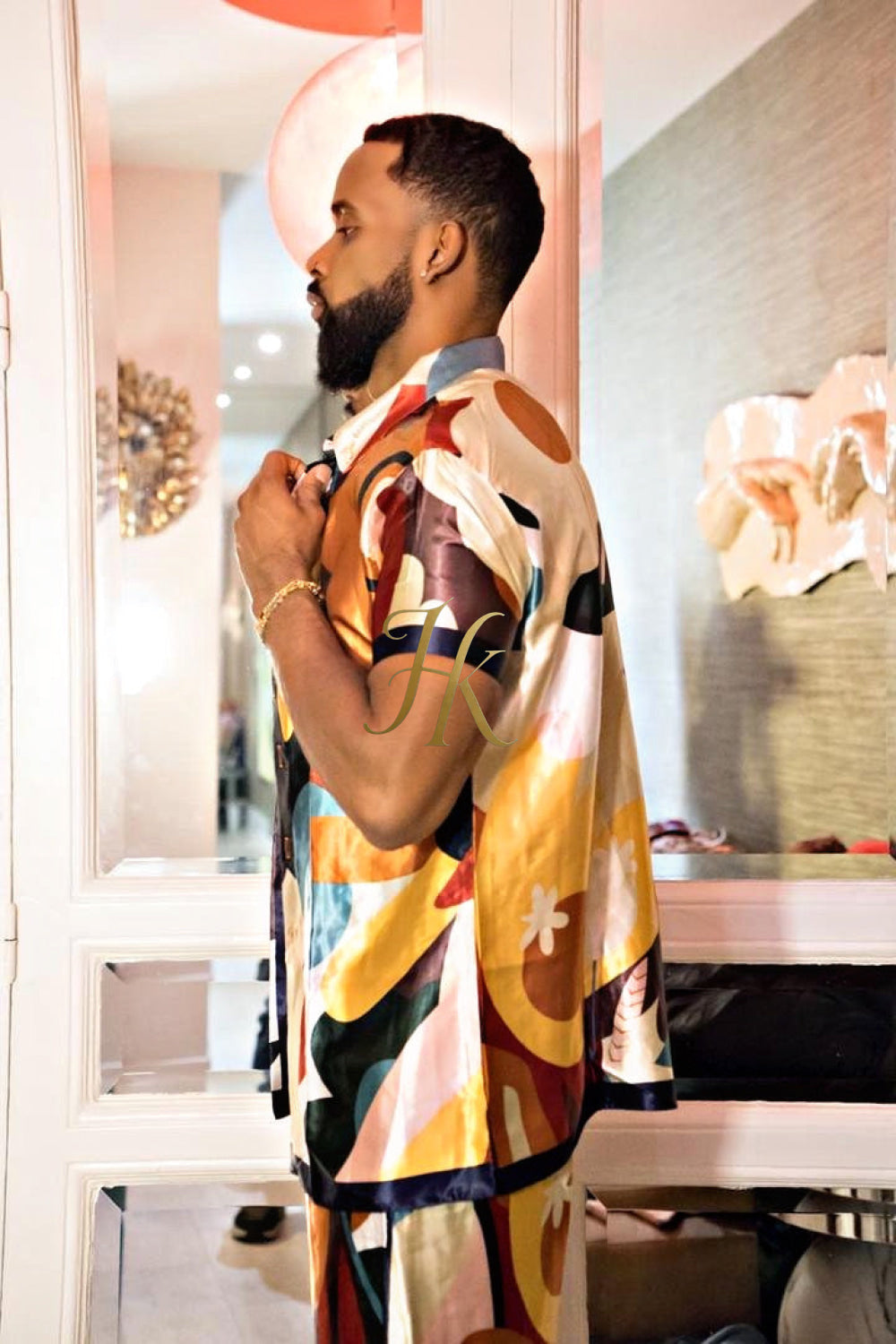 Barroco Silk Outfit - Elevate Your Style with the Luxurious Comfort of Pure Silk and Acanthus Leaf Print - Perfect for Special Occasions - kayibstrore