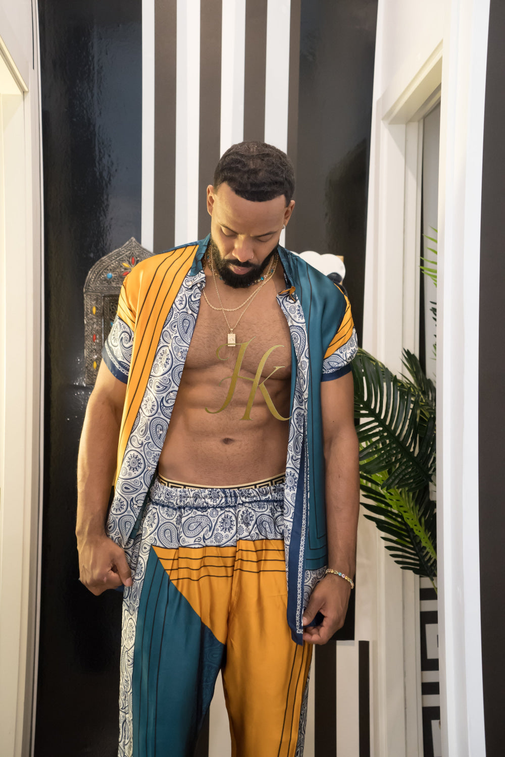 Summer Ready: Men's Silk Shirt and Pant Set - kayibstrore
