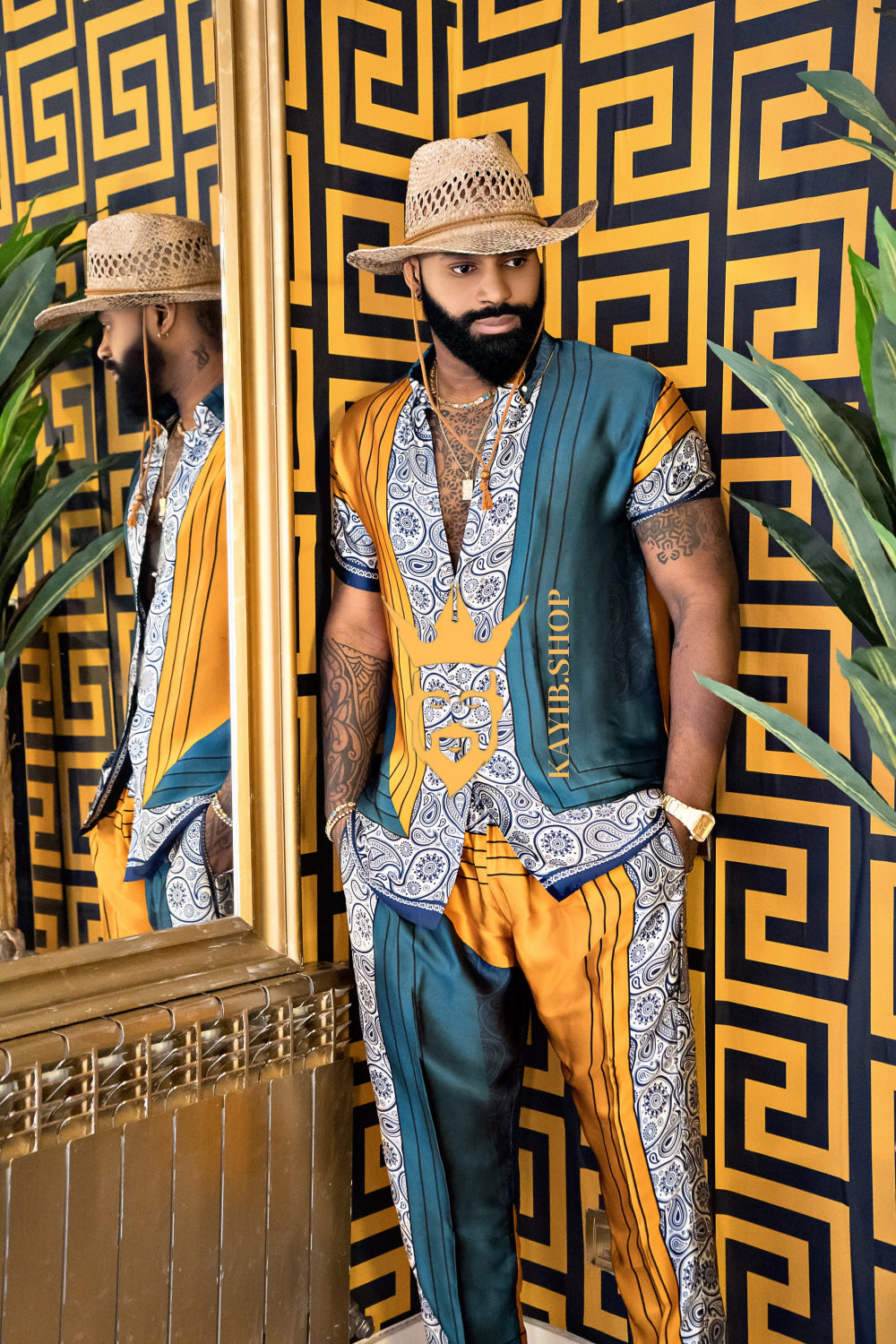 Summer Ready: Men's Silk Shirt and Pant Set - kayibstrore