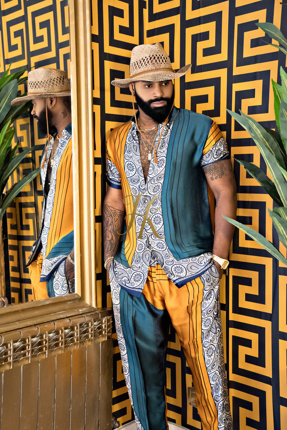 Summer Ready: Men's Silk Shirt and Pant Set - kayibstrore